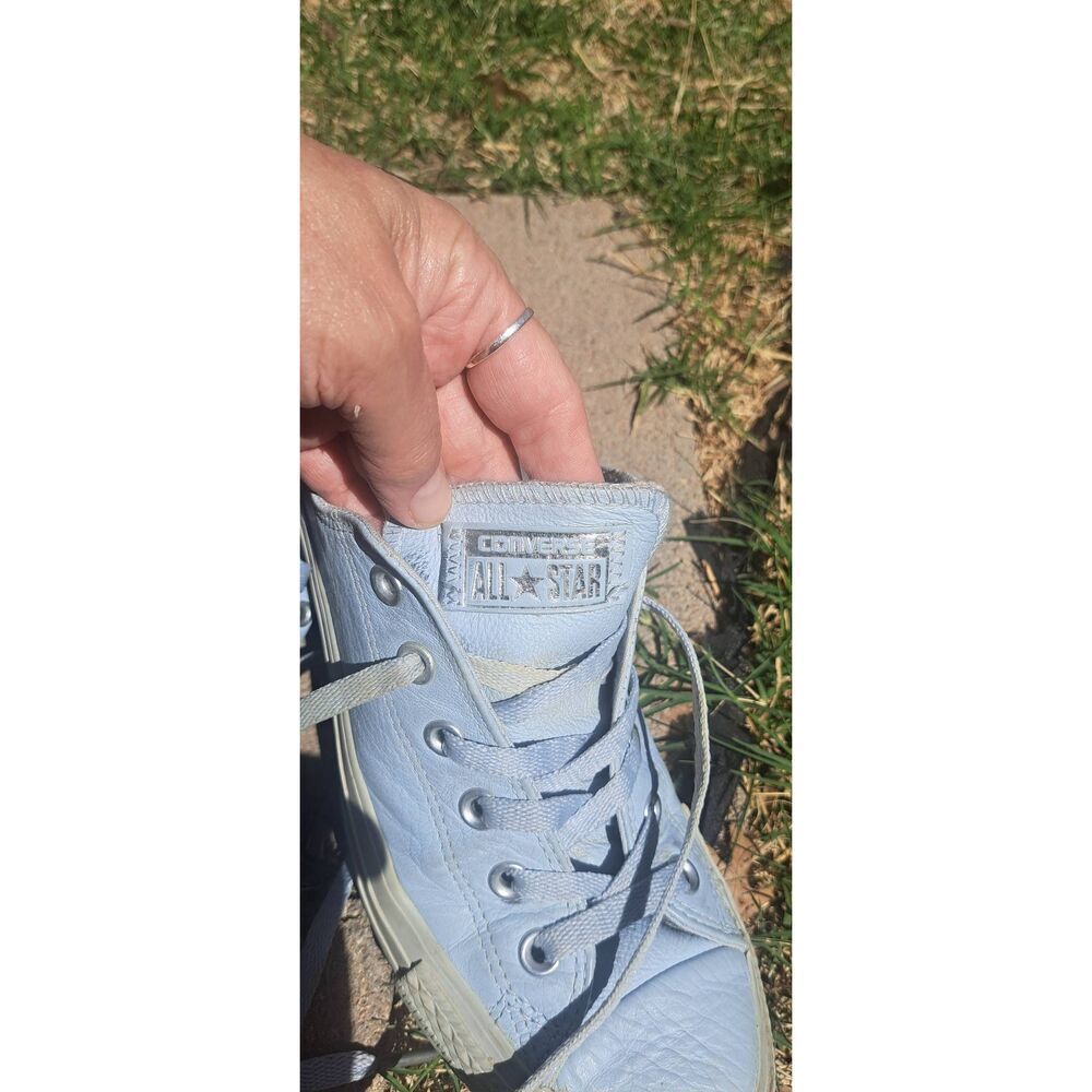 Converse Chuck Taylor All Star Low Top Sneakers Light Blue Leather Womens 9 Mens - Picture 7 of 9